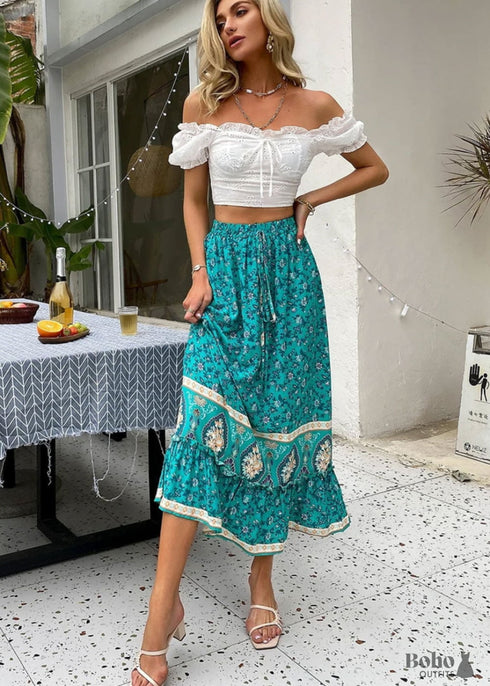 Boho Skirts in Blue Love in Mist For Women